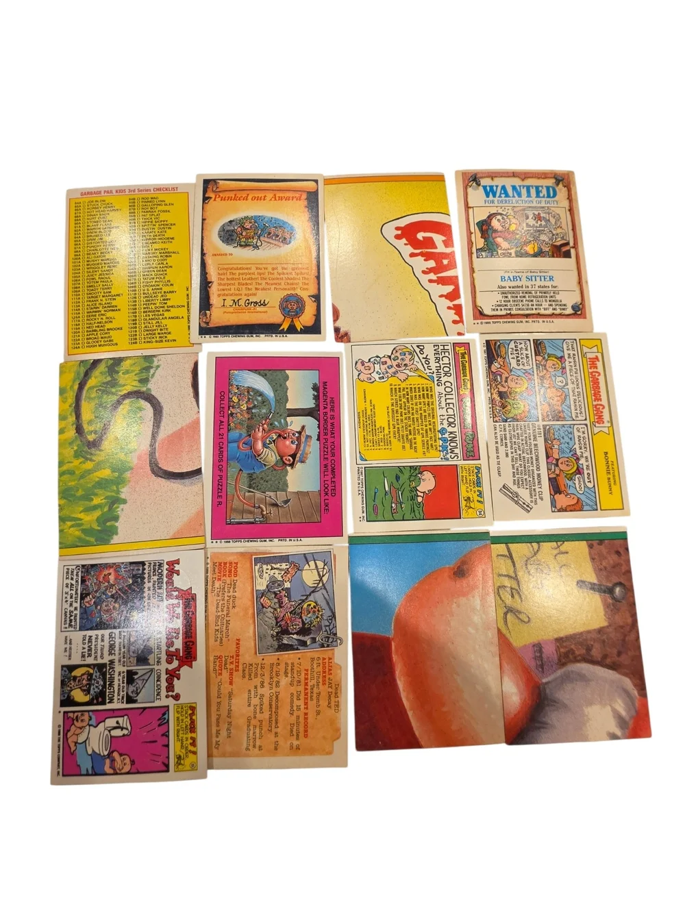 Vintage Garbage Pail Kids Card Lot of 12 Mixed Series & Years Puzzle Pieces